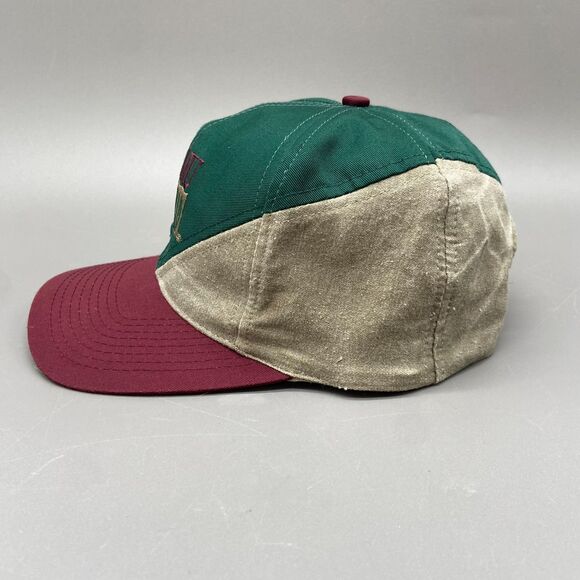 Vintage 90s SeaWorld Shamu Orca Snapback Hat Green Tan Burgundy Embroidered Logo - Picture 8 of 10